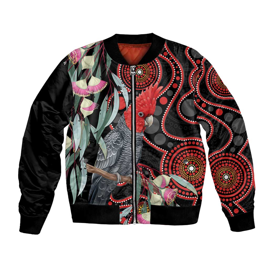 Gang-gang Cockatoo Australia Bomber Jacket Eucalyptus Blossoms Aboriginal Art - Aussie Hoodie