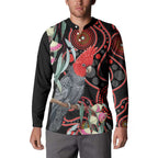 Gang-gang Cockatoo Australia Button Sweatshirt Eucalyptus Blossoms Aboriginal Art - Aussie Hoodie