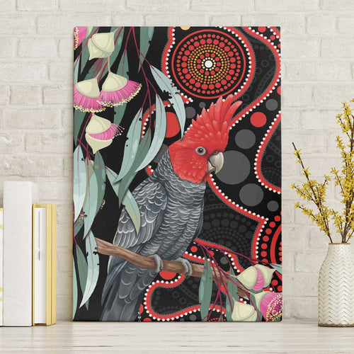 Gang-gang Cockatoo Australia Canvas Wall Art Eucalyptus Blossoms Aboriginal Art - Aussie Hoodie