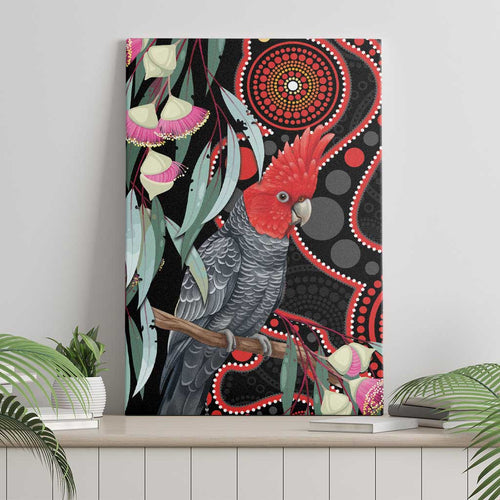 Gang-gang Cockatoo Australia Canvas Wall Art Eucalyptus Blossoms Aboriginal Art - Aussie Hoodie