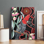 Gang-gang Cockatoo Australia Canvas Wall Art Eucalyptus Blossoms Aboriginal Art - Aussie Hoodie