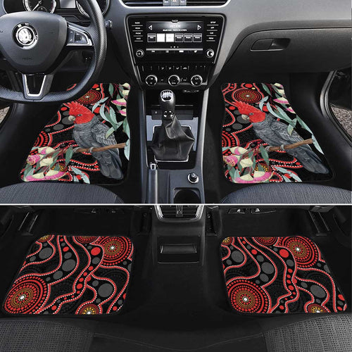 Gang-gang Cockatoo Australia Car Mats Eucalyptus Blossoms Aboriginal Art - Aussie Hoodie