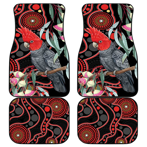 Gang-gang Cockatoo Australia Car Mats Eucalyptus Blossoms Aboriginal Art - Aussie Hoodie