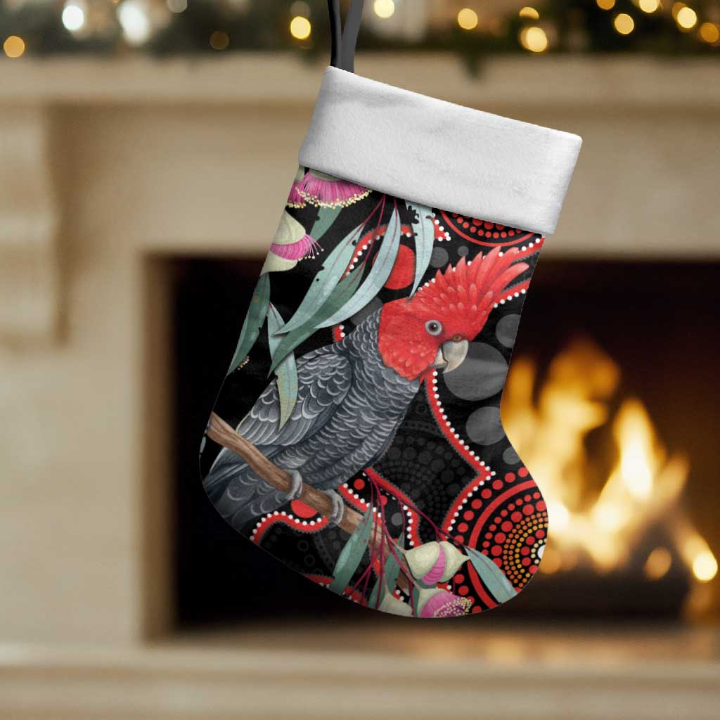 Gang-gang Cockatoo Australia Christmas Stocking Eucalyptus Blossoms Aboriginal Art - Aussie Hoodie