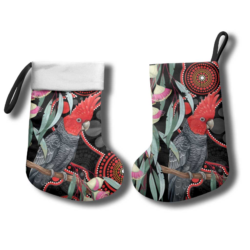 Gang-gang Cockatoo Australia Christmas Stocking Eucalyptus Blossoms Aboriginal Art - Aussie Hoodie