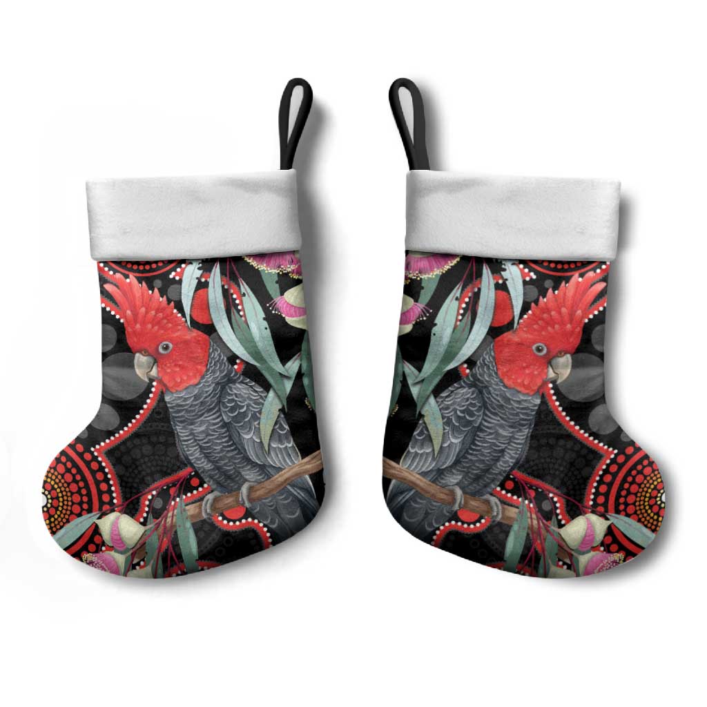 Gang-gang Cockatoo Australia Christmas Stocking Eucalyptus Blossoms Aboriginal Art - Aussie Hoodie