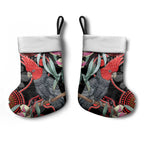 Gang-gang Cockatoo Australia Christmas Stocking Eucalyptus Blossoms Aboriginal Art - Aussie Hoodie