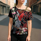 Gang-gang Cockatoo Australia Cross Shoulder Shirt Eucalyptus Blossoms Aboriginal Art - Aussie Hoodie