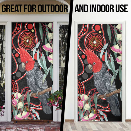 Gang-gang Cockatoo Australia Door Cover Eucalyptus Blossoms Aboriginal Art - Aussie Hoodie