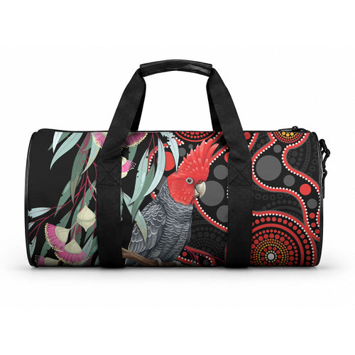Gang-gang Cockatoo Australia Duffle Bag Eucalyptus Blossoms Aboriginal Art