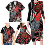 Gang-gang Cockatoo Australia Family Matching Long Sleeve Bodycon Dress and Hawaiian Shirt Eucalyptus Blossoms Aboriginal Art - Aussie Hoodie