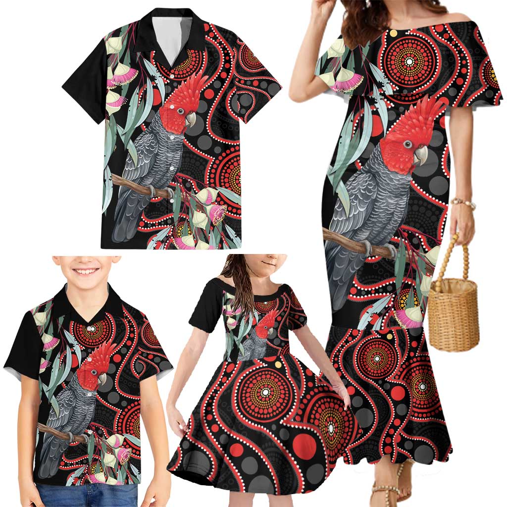 Gang-gang Cockatoo Australia Family Matching Mermaid Dress and Hawaiian Shirt Eucalyptus Blossoms Aboriginal Art - Aussie Hoodie