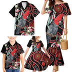 Gang-gang Cockatoo Australia Family Matching Mermaid Dress and Hawaiian Shirt Eucalyptus Blossoms Aboriginal Art - Aussie Hoodie
