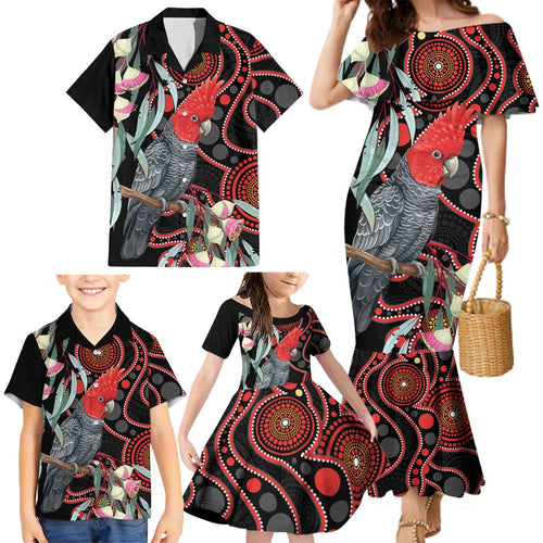 Gang-gang Cockatoo Australia Family Matching Mermaid Dress and Hawaiian Shirt Eucalyptus Blossoms Aboriginal Art - Aussie Hoodie
