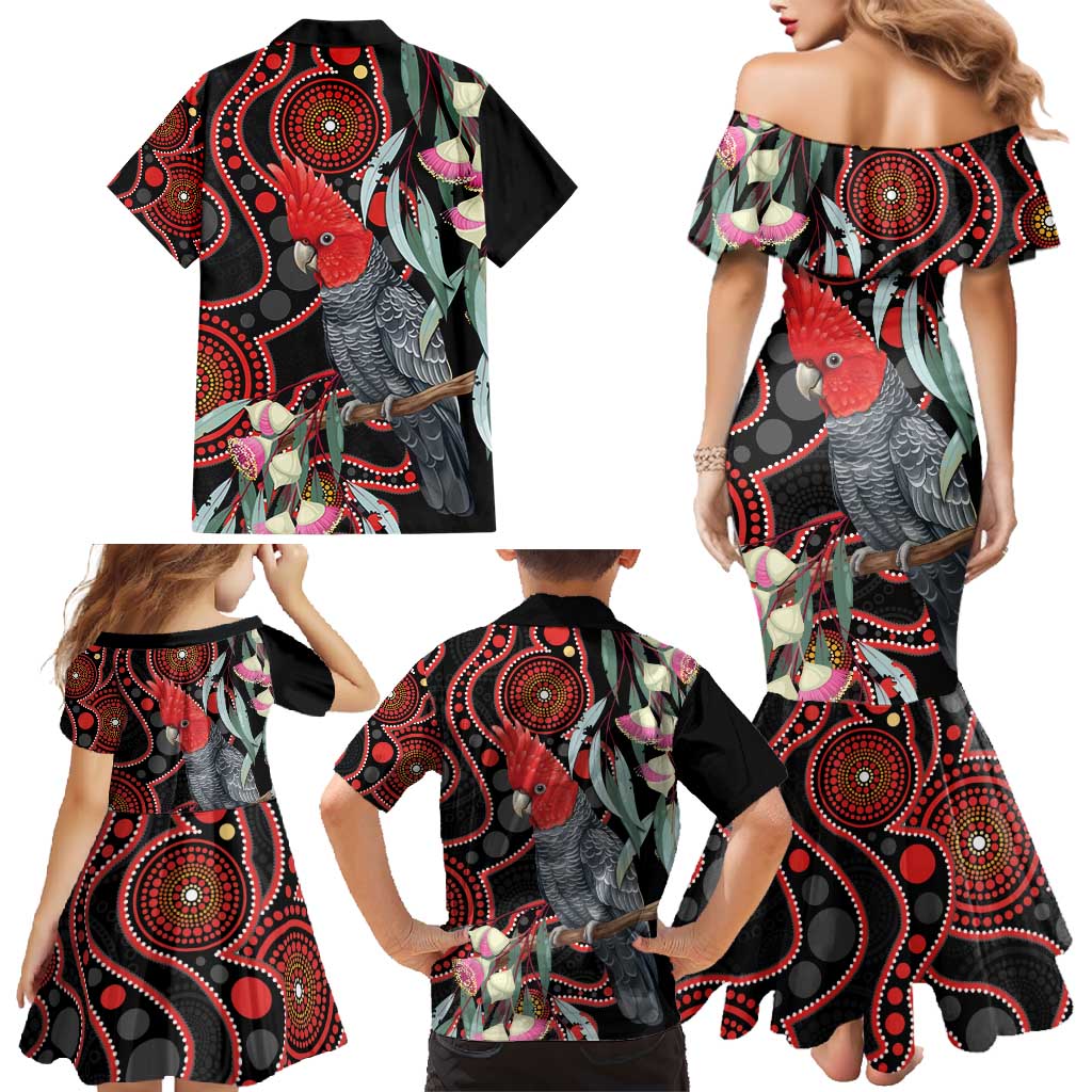 Gang-gang Cockatoo Australia Family Matching Mermaid Dress and Hawaiian Shirt Eucalyptus Blossoms Aboriginal Art - Aussie Hoodie