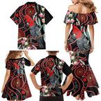 Gang-gang Cockatoo Australia Family Matching Mermaid Dress and Hawaiian Shirt Eucalyptus Blossoms Aboriginal Art - Aussie Hoodie
