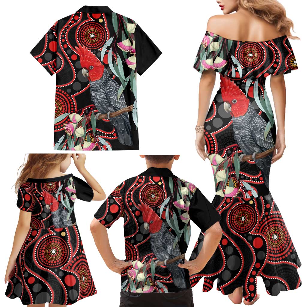 Gang-gang Cockatoo Australia Family Matching Mermaid Dress and Hawaiian Shirt Eucalyptus Blossoms Aboriginal Art - Aussie Hoodie