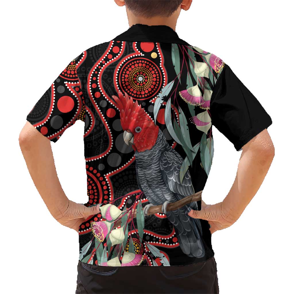 Gang-gang Cockatoo Australia Family Matching Off Shoulder Maxi Dress and Hawaiian Shirt Eucalyptus Blossoms Aboriginal Art - Aussie Hoodie