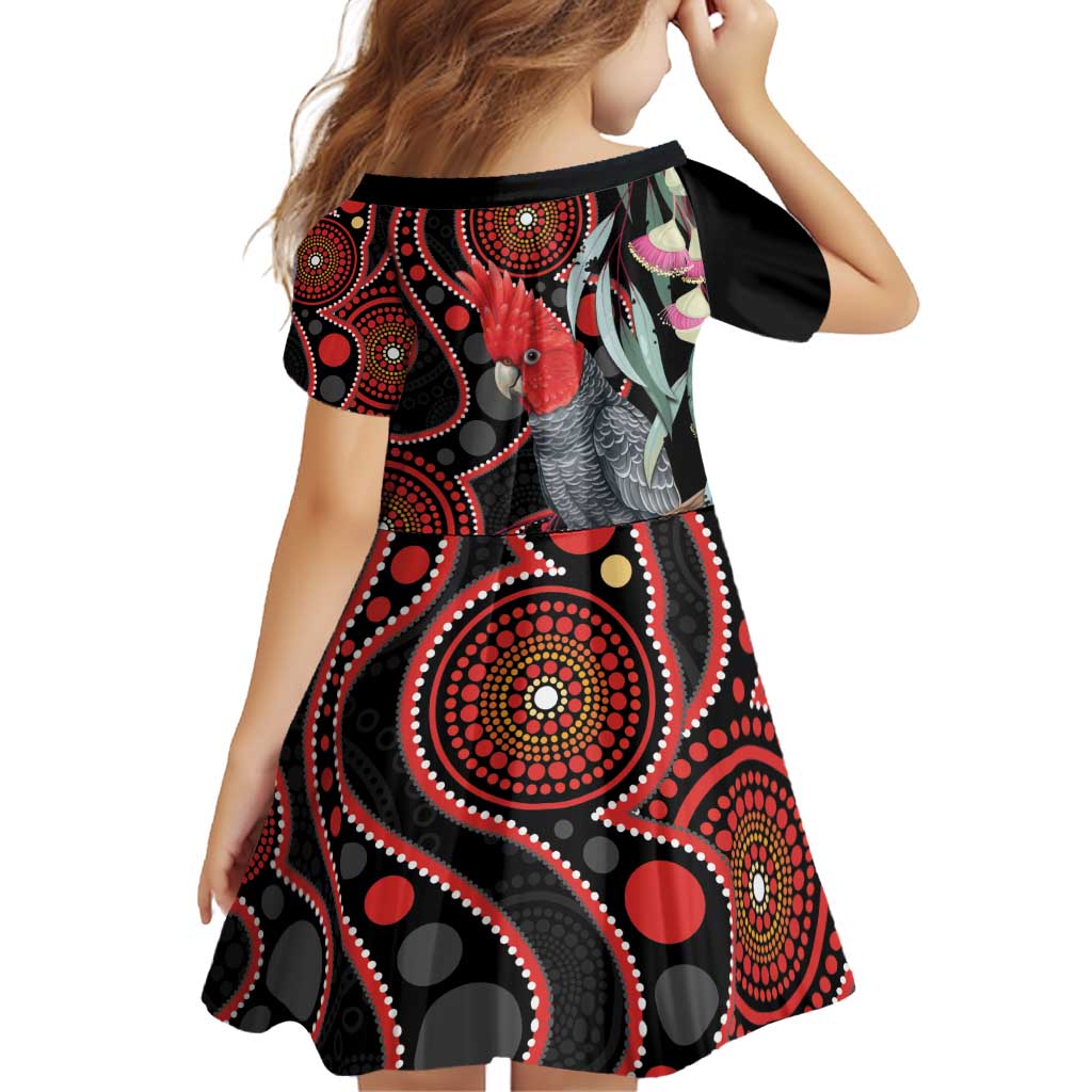 Gang-gang Cockatoo Australia Family Matching Off Shoulder Short Dress and Hawaiian Shirt Eucalyptus Blossoms Aboriginal Art - Aussie Hoodie