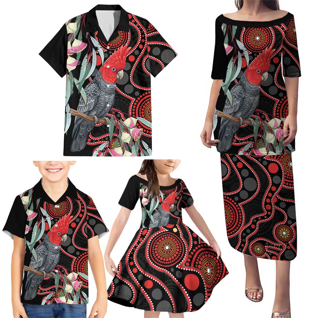 Gang-gang Cockatoo Australia Family Matching Puletasi and Hawaiian Shirt Eucalyptus Blossoms Aboriginal Art - Aussie Hoodie
