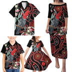 Gang-gang Cockatoo Australia Family Matching Puletasi and Hawaiian Shirt Eucalyptus Blossoms Aboriginal Art - Aussie Hoodie
