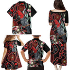 Gang-gang Cockatoo Australia Family Matching Puletasi and Hawaiian Shirt Eucalyptus Blossoms Aboriginal Art - Aussie Hoodie