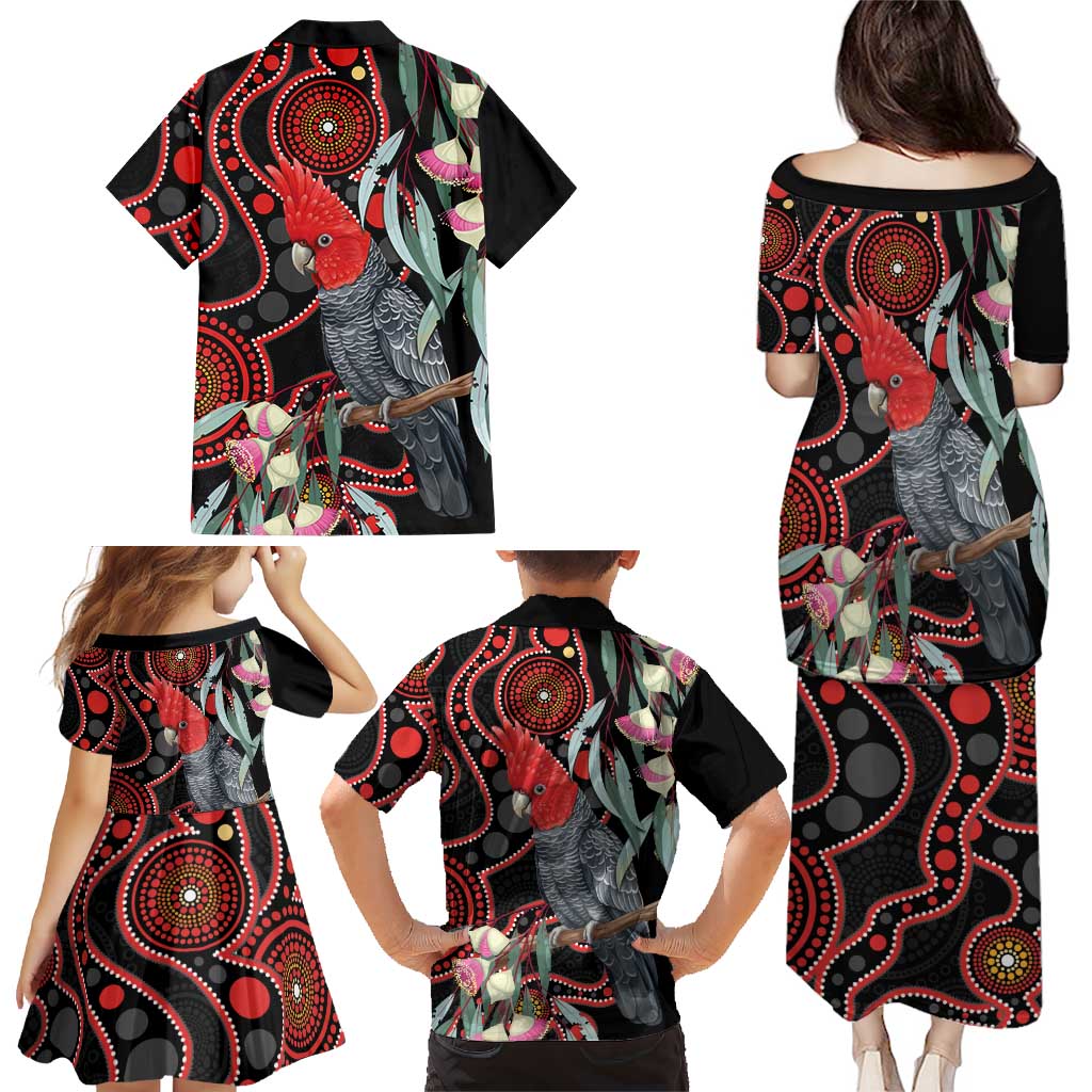 Gang-gang Cockatoo Australia Family Matching Puletasi and Hawaiian Shirt Eucalyptus Blossoms Aboriginal Art - Aussie Hoodie