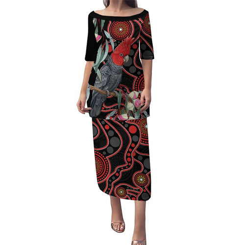 Gang-gang Cockatoo Australia Family Matching Puletasi and Hawaiian Shirt Eucalyptus Blossoms Aboriginal Art - Aussie Hoodie