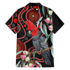 Gang-gang Cockatoo Australia Family Matching Short Sleeve Bodycon Dress and Hawaiian Shirt Eucalyptus Blossoms Aboriginal Art - Aussie Hoodie