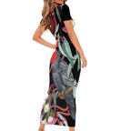 Gang-gang Cockatoo Australia Family Matching Short Sleeve Bodycon Dress and Hawaiian Shirt Eucalyptus Blossoms Aboriginal Art - Aussie Hoodie