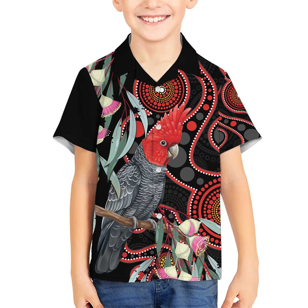 Gang-gang Cockatoo Australia Family Matching Short Sleeve Bodycon Dress and Hawaiian Shirt Eucalyptus Blossoms Aboriginal Art - Aussie Hoodie