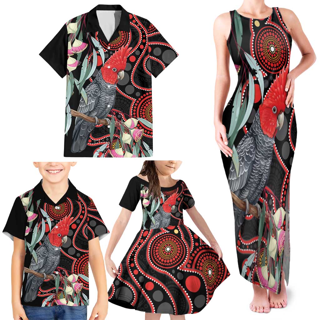 Gang-gang Cockatoo Australia Family Matching Tank Maxi Dress and Hawaiian Shirt Eucalyptus Blossoms Aboriginal Art - Aussie Hoodie