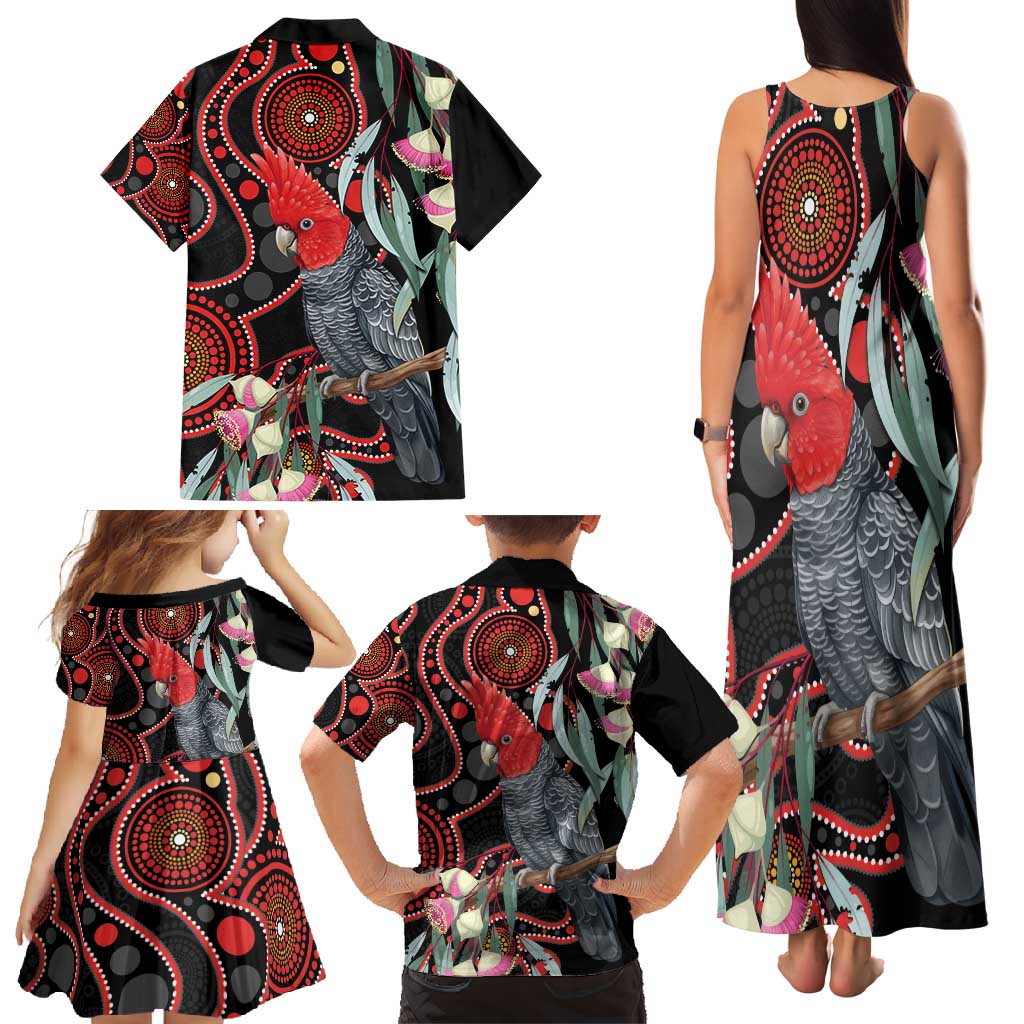 Gang-gang Cockatoo Australia Family Matching Tank Maxi Dress and Hawaiian Shirt Eucalyptus Blossoms Aboriginal Art - Aussie Hoodie
