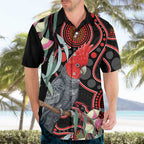 Gang-gang Cockatoo Australia Hawaiian Shirt Eucalyptus Blossoms Aboriginal Art - Aussie Hoodie
