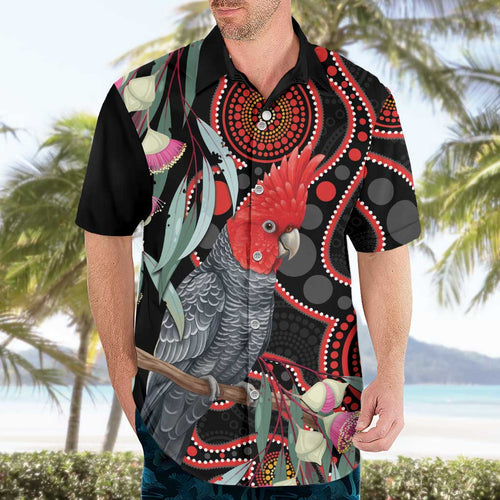 Gang-gang Cockatoo Australia Hawaiian Shirt Eucalyptus Blossoms Aboriginal Art - Aussie Hoodie