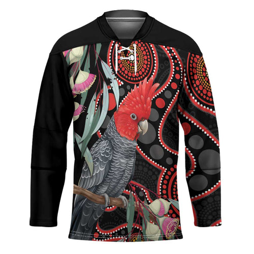 Gang-gang Cockatoo Australia Hockey Jersey Eucalyptus Blossoms Aboriginal Art - Aussie Hoodie