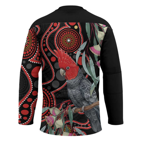 Gang-gang Cockatoo Australia Hockey Jersey Eucalyptus Blossoms Aboriginal Art - Aussie Hoodie