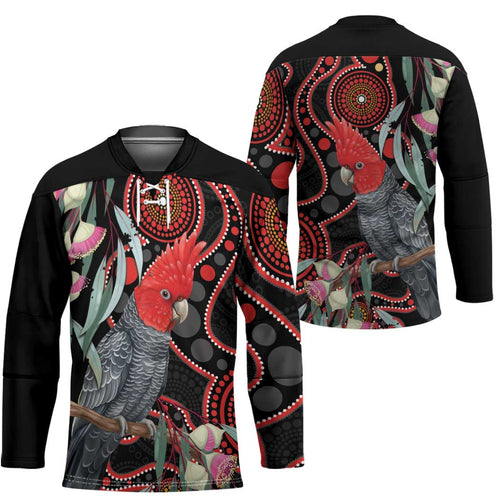 Gang-gang Cockatoo Australia Hockey Jersey Eucalyptus Blossoms Aboriginal Art - Aussie Hoodie
