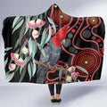 Gang-gang Cockatoo Australia Hooded Blanket Eucalyptus Blossoms Aboriginal Art - Aussie Hoodie