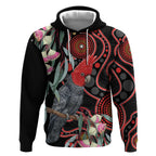 Gang-gang Cockatoo Australia Hoodie Eucalyptus Blossoms Aboriginal Art - Aussie Hoodie