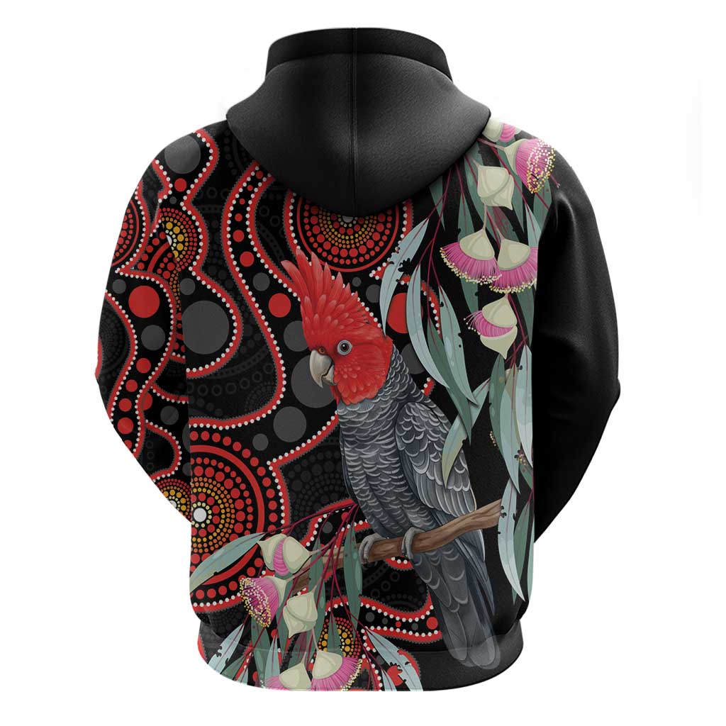 Gang-gang Cockatoo Australia Hoodie Eucalyptus Blossoms Aboriginal Art - Aussie Hoodie