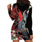 Gang-gang Cockatoo Australia Hoodie Dress Eucalyptus Blossoms Aboriginal Art - Aussie Hoodie