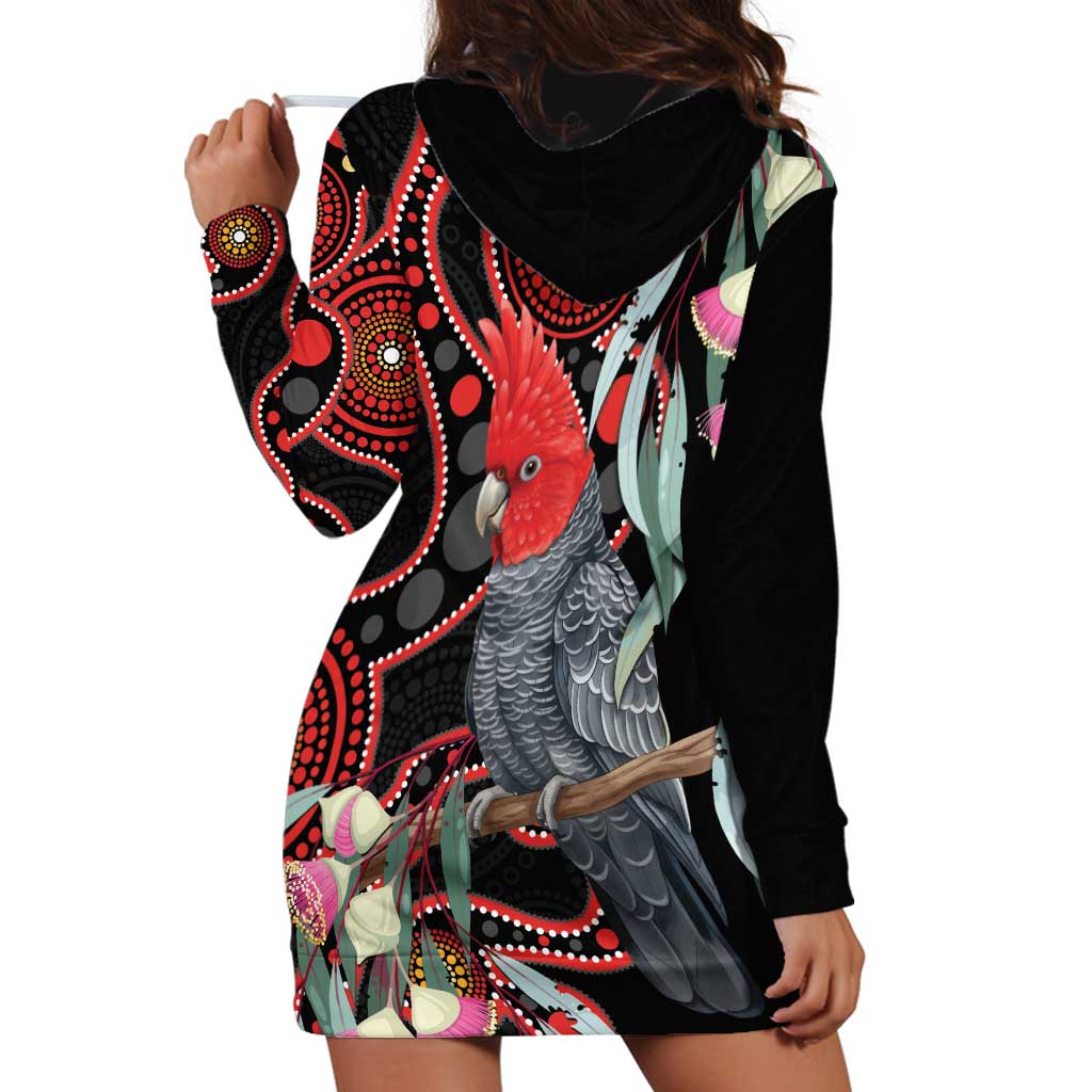 Gang-gang Cockatoo Australia Hoodie Dress Eucalyptus Blossoms Aboriginal Art - Aussie Hoodie