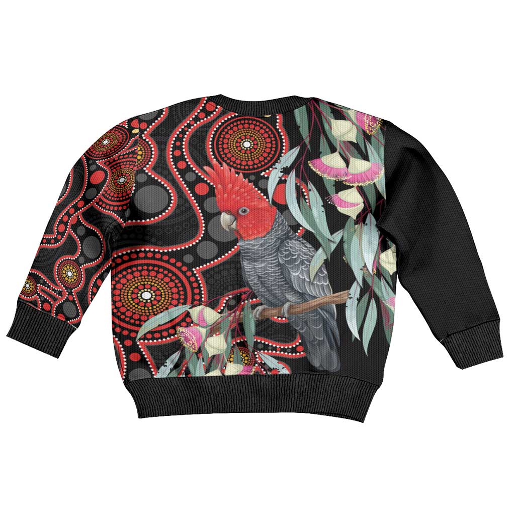 Gang-gang Cockatoo Australia Kid Ugly Christmas Sweater Eucalyptus Blossoms Aboriginal Art - Aussie Hoodie