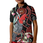 Gang-gang Cockatoo Australia Kid Polo Shirt Eucalyptus Blossoms Aboriginal Art - Aussie Hoodie