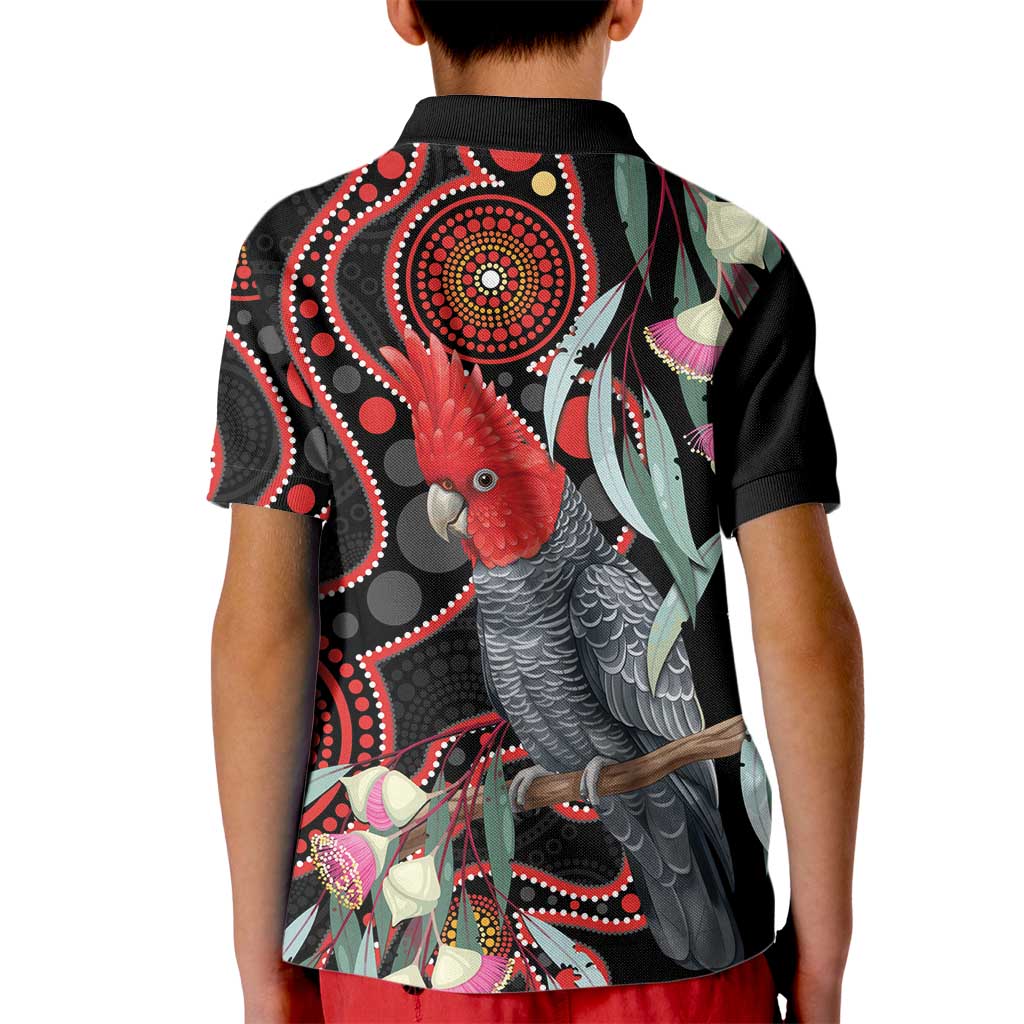 Gang-gang Cockatoo Australia Kid Polo Shirt Eucalyptus Blossoms Aboriginal Art - Aussie Hoodie