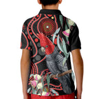 Gang-gang Cockatoo Australia Kid Polo Shirt Eucalyptus Blossoms Aboriginal Art - Aussie Hoodie