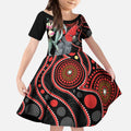 Gang-gang Cockatoo Australia Kid Short Sleeve Dress Eucalyptus Blossoms Aboriginal Art - Aussie Hoodie
