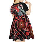 Gang-gang Cockatoo Australia Kid Short Sleeve Dress Eucalyptus Blossoms Aboriginal Art - Aussie Hoodie