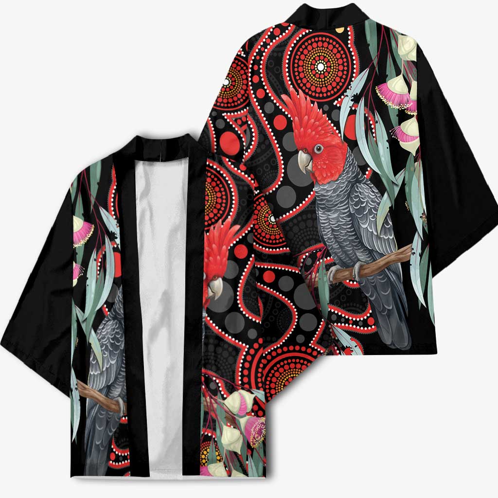 Gang-gang Cockatoo Australia Kimono Eucalyptus Blossoms Aboriginal Art - Aussie Hoodie